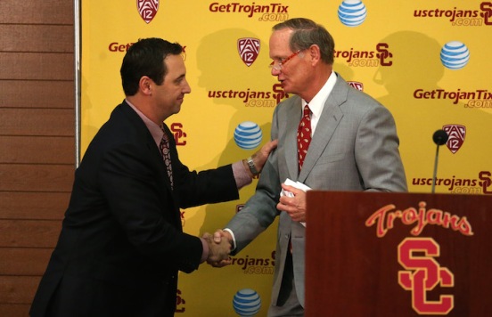 Steve Sarkisian at a press conference introducing him as the new USC  head football coach at the John McKay Center at the University of Southern California on December 3, 2013 in Los Angeles, California.